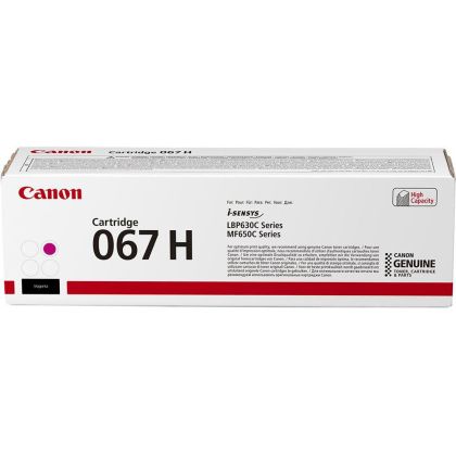 Toner original Canon 067H, culoare magenta, pentru Canon LBP-631 / LBP-631-cw / LBP-633 / LBP-633cdw / MF-651 / MF- 651cw / MF-655 / MF-655cdw / MF-657 / MF-657cdw, capacitate 2.350 pagini