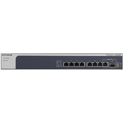 NETGEAR XS508M-100EUS 8-Port 10-Gigabit/Multi-Gigabit Ethernet Unmanaged Switch with 1 SFP+ Ports, Desktop and Rackmount - Black/Grey