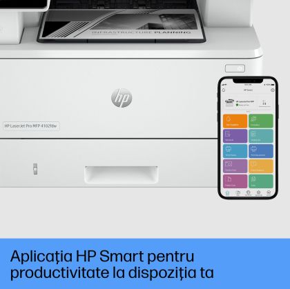 Pachet promo cu imprimanta multifunctionala laser monocrom A4, HP Pro 4102FDW si laptop HP ProBook 450 G10