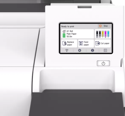  Plotter Canon imagePROGRAF TM-255 24 inch, A1, 2400x1200 DPI, 2 GB memorie fizică cu 128 GB RAM, HDD 500GB,USB, retea, Wi-Fi, starter toner.
