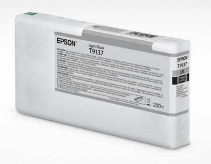 Cartus cerneala original Epson T9137 Light Black, pentru  Plotter Epson SureColor SC-P5000 STD, SC-P5000 Violet, capacitate 200ml