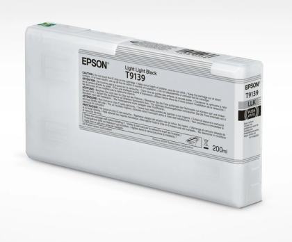 Cartus cerneala original Epson T9139 Light Light Black, pentru  Plotter Epson SureColor SC-P5000 STD, SC-P5000 Violet, capacitate 200ml
