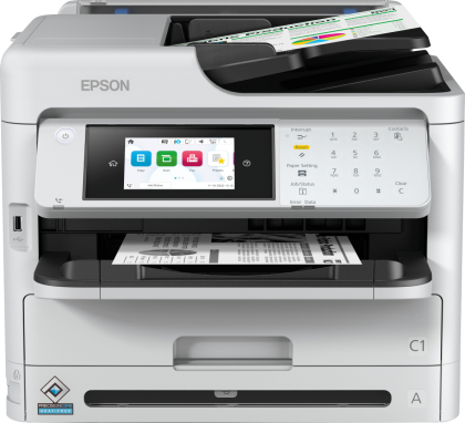 Imprimanta multifunctionala inkjet monocrom Epson WorkForce Pro WF-M5899DWF A4, 34ppm, 1200x2400 dpi, duplex, ADF, USB, LAN, Wi-Fi, starter cerneala