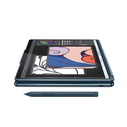 Laptop Lenovo Yoga Book 9 13IMU9, Procesor Intel Core Ultra 7 155U up to 4.8GHz, 2x 13.3" 2.8K (2880x1800) OLED 400nits gloss touch, ram 32GB soldered 7467Mhz LPDDR5x, 1TB SSD M.2 PCIe NVMe, Intel Graphics, culoare albastru, Windows11 Home