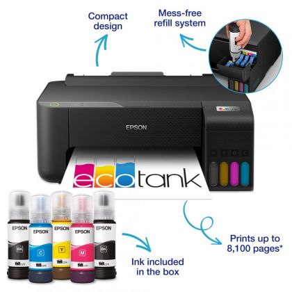 Imprimanta inkjet color CISS Epson EcoTank L1230 A4, 33ppm, 5760x1440 dpi, USB, starter cerneala