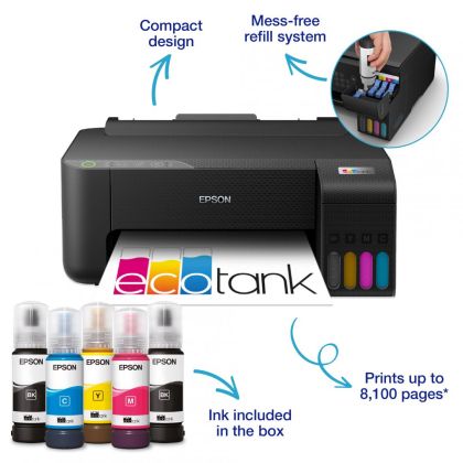 Imprimanta inkjet color CISS Epson EcoTank L1270 A4, 33ppm, 5760x1440 dpi, USB, Wi-Fi, Wi-Fi Direct, starter cerneala