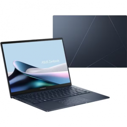Laptop ASUS Zenbook 14 OLED, procesor Intel Core Ultra 9 185H, up to 5.1GHz, 14", 3K (2880 x 1800) OLED 400nits, RAM 32GB LPDDR5X, 1TB SSD M.2 PCIe NVMe, Intel Arc Graphics, culoare Ponder Blue, Windows 11 Pro