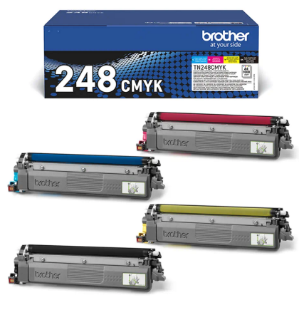 Toner original Brother TN-248VAL multipack, culoare black, cyan, magenta, yellow, pentru Brother DCP-L3560CDW, MFC-L8340CDW, HL-L3220CW, HI-L8230CDW, HI-L8240CDW, DCP-3520CDW, MFC-L3740CDW, MFC-L8390CDW, capacitate 1.000 pagini