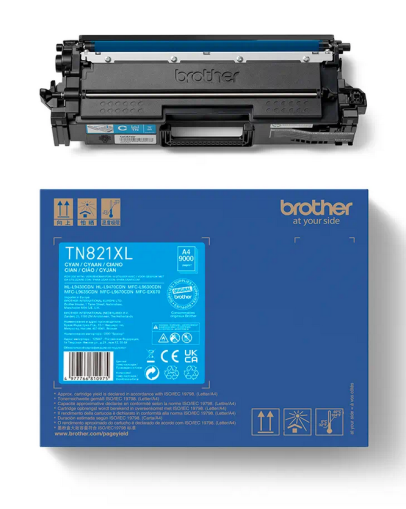 Toner original Brother TN821XLC, culoare cyan pentru Brother MFC-L9630CDN, MFC-L9670CDN, HL-L9430CDN, HL-L9470CDN capacitate 9.000 pagini