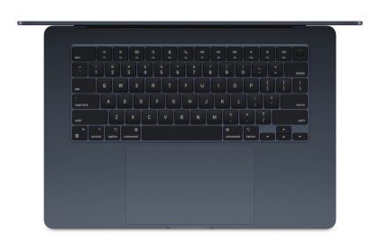 Laptop Apple MacBook Air 15", Procesor Apple M3  CPU cu 8 nuclee, GPU cu 10 nuclee, 15.3"(2880 x 1864) Retina 500nits, ram 24GB, 512GB SSD, tastatura INT, culoare Midnight, macOS Sequoia