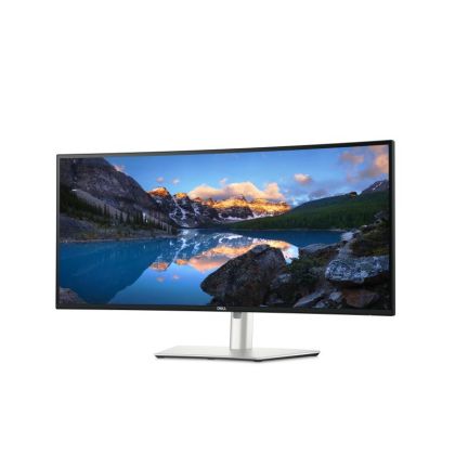 Monitor LED Dell curbat U3425WE, 34" WQHD (3440x1440), IPS, 300nits, 5ms, 120Hz, culoare silver