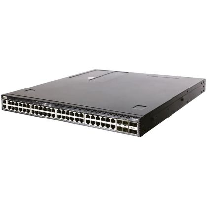 Edgecore AS4630-54PE, 48-Port GE RJ45 port PoE++,  4x25G SFP+, 2 port 100G QSFP28 for stacking, Broadcom Trident 3, Dual-core  Intel Denverton CPU, dual AC 1200W PSUs