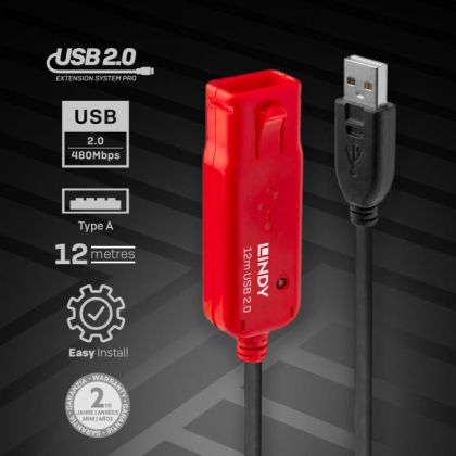 Hub Lindy 12m USB 2.0 Extension Pro