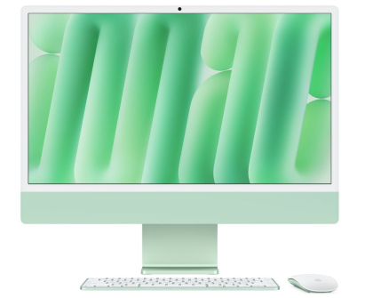 PC all in one Apple iMac 24 inch, Procesor Apple M4 CPU cu 10 nuclee, GPU cu 10 nuclee, Neural Engine 16 nuclee, 23.5" 4.5K (4480x2520) Retina 500niti, ram 32GB, 2TB SSD, tastatura INT, culoare green, macOS Sequoia
