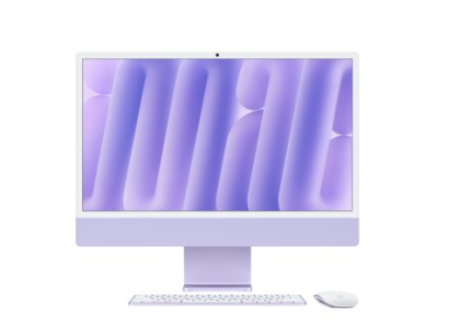 PC all in one Apple iMac 24 inch, Procesor Apple M4 CPU cu 10 nuclee, GPU cu 10 nuclee, Neural Engine 16 nuclee, 23.5" 4.5K (4480x2520) Retina 500niti, ram 32GB, 2TB SSD, tastatura INT, culoare mov, macOS Sequoia