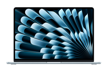 Laptop Apple MacBook Air 15", Procesor Apple M4 CPU cu 10 nuclee, GPU cu 10 nuclee, 15.3"(2880 x 1864) IPS 500nits, ram 16GB, 256GB SSD, tastatura INT, culoare Sky Blue, macOS Sequoia