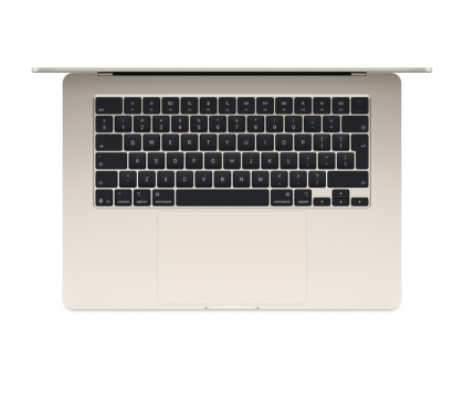 Laptop Apple MacBook Air 15", Procesor Apple M4 CPU cu 10 nuclee, GPU cu 10 nuclee, 15.3"(2880 x 1864) IPS 500nits, ram 16GB, 256GB SSD, tastatura INT, culoare Starlight, macOS Sequoia
