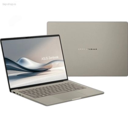 Laptop ASUS ZenBook A14 OLED UX3407RA-QD043X deschis vedere din unghi stanga.