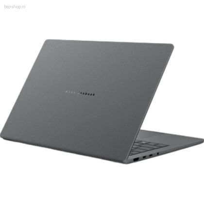Laptop ultraportabil ASUS ZenBook A14 OLED UX3407RA-QD026X vedere spate-stanga partial deschis.
