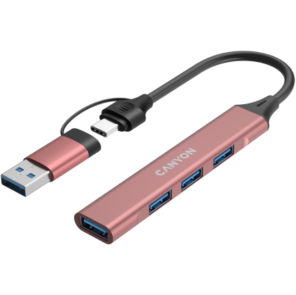 CANYON hub DS-02 4in1 USB-A/C Pink