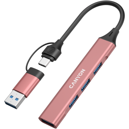 CANYON hub DS-02 4in1 USB-A/C Pink