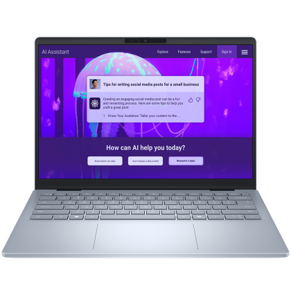 Laptop Dell 14 Plus, Procesor Intel Core Ultra 7 258V up to 4.8GHz, 14" 2.5K (2560x1600) IPS anti-glare 300nits, ram 32GB on board 8533MHz LPDDR5x, 1TB SSD M.2 PCIe NVMe, Intel® Arc graphics, culoare Ice Blue, Windows11 Pro