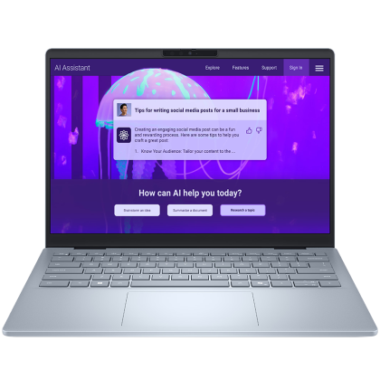 Laptop Dell 14 Plus, Procesor Intel Core Ultra 9 288V up to 5.1GHz, 14" FHD (1920x1200) IPS anti-glare 300nits, touch, ram 32GB on board 8533MHz LPDDR5x, 1TB SSD M.2 PCIe NVMe, Intel® Arc graphics, culoare Ice Blue, Windows11 Pro  