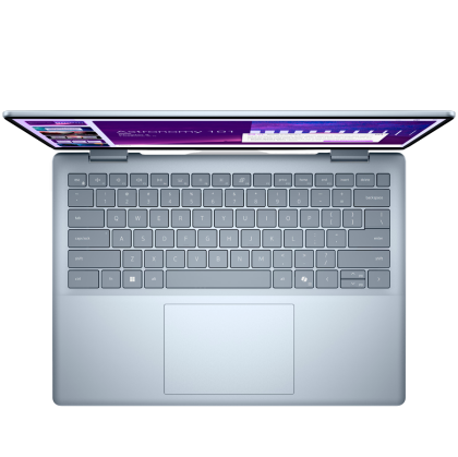 Laptop Dell 14 Plus 2-in-1, Procesor Intel Core Ultra 7 256V up to 4.8GHz, 14" FHD+ (1920x1200) IPS anti-glare 300nits, touch, ram 16GB on board 8533MHz LPDDR5x, 1TB SSD M.2 PCIe NVMe, Intel® Arc graphics, culoare Ice Blue, Windows11 Pro