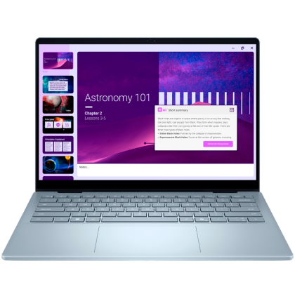 Laptop Dell 14 Plus 2-in-1, Procesor Intel Core Ultra 7 256V up to 4.8GHz, 14" FHD+ (1920x1200) IPS anti-glare 300nits, touch, ram 16GB on board 8533MHz LPDDR5x, 1TB SSD M.2 PCIe NVMe, Intel® Arc graphics, culoare Ice Blue, Windows11 Pro