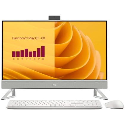 Dell 27 AIO,27"FHD(1920x1080)Infinity Touch,Intel Core 7 150U(12MB cache,10cores,12threads,5.4GHz),16GB(2x8)DDR5 5200 MT/s,1TB(M.2)PCIe NVMe SSD,Intel Graphics,Wi-Fi 6E AX211(2x2)+BT,Dell Pro Kb&Mouse-KM5221W,White,Win11Pro,3Yr NBD