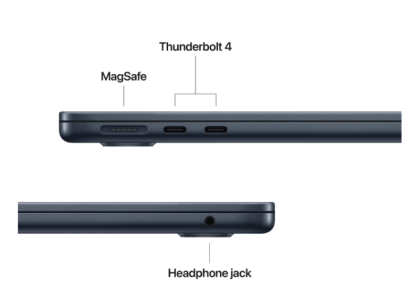 Laptop Apple MacBook Air 13", Procesor Apple M4 CPU cu 10 nuclee, GPU cu 10 nuclee, 13.6"(2560 x 1664) IPS 500nits, ram 32GB, 1TB SSD, tastatura INT, culoare Midnight, macOS Sequoia