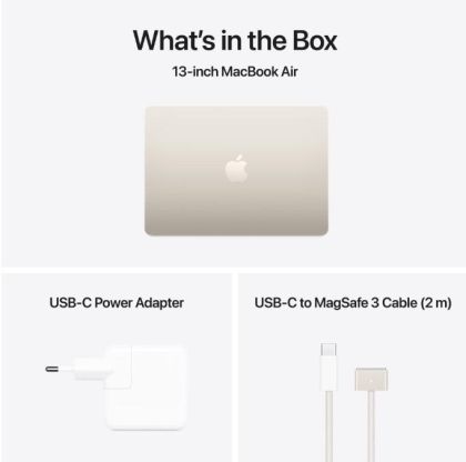 Laptop Apple MacBook Air 13", Procesor Apple M4 CPU cu 10 nuclee, GPU cu 10 nuclee, 13.6"(2560 x 1664) Retina 1000nits, ram 16GB, 1TB SSD, tastatura INT, culoare Starlight, macOS Sequoia