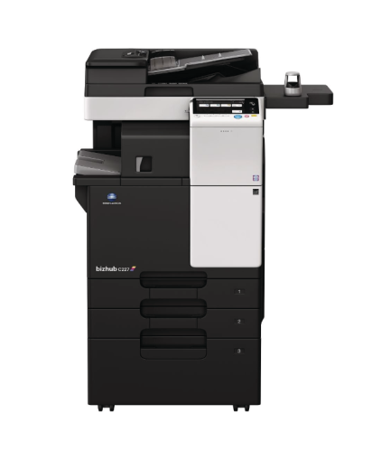 Imprimanta multifunctionala laser monocrom A3, Konica Minolta Buzhub 227, 22 ppm, duplex,  RADF, 1800x600 dpi, 2 casete hartie de 500 coli, tava bypass de 100 de coli, masa suport DK514, Retea, USB, RAM 2GB, HDD 250GB, toner TN323 