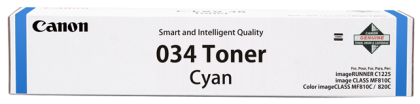 Toner original Canon 034C, culoare cyan pentru Canon imageRUNNER C1200/1225/1225iF, i-SENSYS MF 810Cdn/820Cdn, capacitate 7.300 pagini