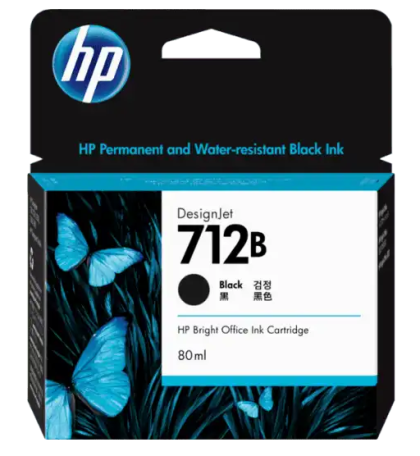 Cartus cerneala original HP 712B, culoare black, pentru HP DesignJet T210, T230, T250, T630, T650, capacitate 80ml