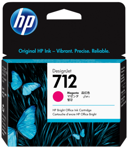 Cartus cerneala original HP 712, culoare magenta, pentru HP DesignJet T210, T230, T250, T630, T650/ Studio, capacitate 29 ml.