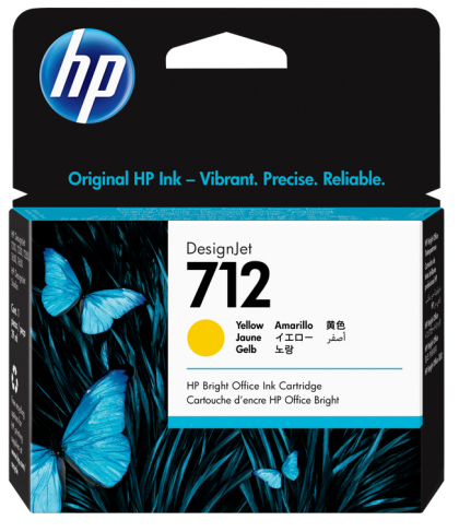 Cartus cerneala original HP 712, culoare  yellow  pentru HP DesignJet T210, T230, T250, T630, T650/ Studio, capacitate 29 ml.