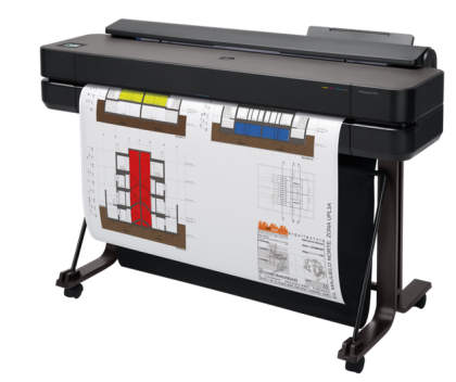 Plotter HP DesignJet T650 36 inch, A0, 2400x1200 dpi, RAM 1GB, USB, Wi-Fi, retea, alimentator automat, suport imprimanta, capac rola, starter toner.