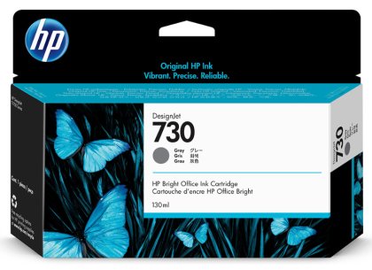 Cartus cerneala original HP 730, culoare Gray, pentru Plotter HP DesignJet T1600/1600PS/1600dr/1600dr-PS, T1700, T2600, T940, capacitate 130 ml.