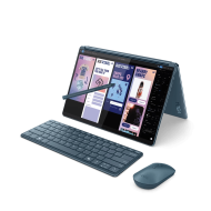 Laptop Lenovo Yoga Book 9 13IMU9, Procesor Intel Core Ultra 7 155U up to 4.8GHz, 2x 13.3" 2.8K (2880x1800) OLED 400nits gloss touch, ram 32GB soldered 7467Mhz LPDDR5x, 1TB SSD M.2 PCIe NVMe, Intel Graphics, culoare albastru, Windows11 Home