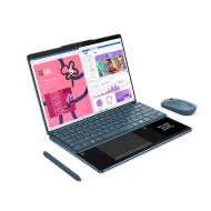 Laptop Lenovo Yoga Book 9 13IMU9, Procesor Intel Core Ultra 7 155U up to 4.8GHz, 2x 13.3" 2.8K (2880x1800) OLED 400nits gloss touch, ram 32GB soldered 7467Mhz LPDDR5x, 1TB SSD M.2 PCIe NVMe, Intel Graphics, culoare albastru, Windows11 Home