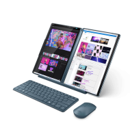 Laptop Lenovo Yoga Book 9 13IMU9, Procesor Intel Core Ultra 7 155U up to 4.8GHz, 2x 13.3" 2.8K (2880x1800) OLED 400nits gloss touch, ram 32GB soldered 7467Mhz LPDDR5x, 1TB SSD M.2 PCIe NVMe, Intel Graphics, culoare albastru, Windows11 Home