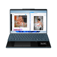 Laptop Lenovo Yoga Book 9 13IMU9, Procesor Intel Core Ultra 7 155U up to 4.8GHz, 2x 13.3" 2.8K (2880x1800) OLED 400nits gloss touch, ram 32GB soldered 7467Mhz LPDDR5x, 1TB SSD M.2 PCIe NVMe, Intel Graphics, culoare albastru, Windows11 Home