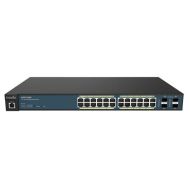 Wireless Management 50AP 24-port GbE PoE.at Switch 185W 4SFP L2 19i (Network Switch, Power cord, 19