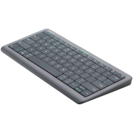 Click&Touch, wireless multimedia keyboard for Smart-TV with touchpad embedded into keys, auto-switch between keyboard and touchpad, connect to 5 devices via Bluetooth, USB dongle and Type-C, LED status indicators, built-in battery, space grey color