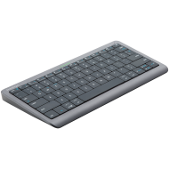 Click&Touch, wireless multimedia keyboard for Smart-TV with touchpad embedded into keys, auto-switch between keyboard and touchpad, connect to 5 devices via Bluetooth, USB dongle and Type-C, LED status indicators, built-in battery, space grey color