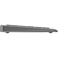 Click&Touch, wireless multimedia keyboard for Smart-TV with touchpad embedded into keys, auto-switch between keyboard and touchpad, connect to 5 devices via Bluetooth, USB dongle and Type-C, LED status indicators, built-in battery, space grey color