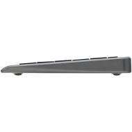 Click&Touch, wireless multimedia keyboard for Smart-TV with touchpad embedded into keys, auto-switch between keyboard and touchpad, connect to 5 devices via Bluetooth, USB dongle and Type-C, LED status indicators, built-in battery, space grey color