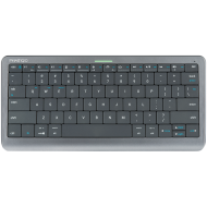 Click&Touch, wireless multimedia keyboard for Smart-TV with touchpad embedded into keys, auto-switch between keyboard and touchpad, connect to 5 devices via Bluetooth, USB dongle and Type-C, LED status indicators, built-in battery, space grey color