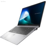  Laptop ASUS ExpertBook P1 P1503CVA-NJ0923 de culoare argintie, deschis, văzut dintr-un unghi din stânga, evidențiind tastatura.